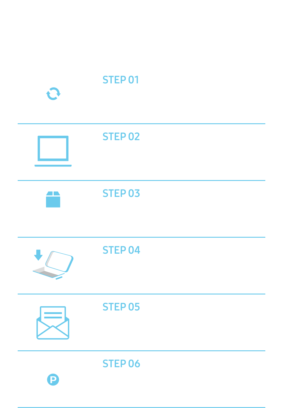 수거 프로그램에 어떻게 참여할 수 있을까요? STEP 01.수거할 휴대폰을 모아서 초기화 하세요, STEP 02.삼성전자 웹사이트에서 수거 신청을 해요, STEP 03.CJ대한통운에서 전용 수거 파우치를 수령해요, STEP 04.휴대폰을 수거 파우치에 담아 방문 수거해가요, STEP 05.수거 운송장번호를 나눔폰 알림톡에 입력해요, STEP 06.탄소중립포인트와 기부금 영수증을 발급 받아요.